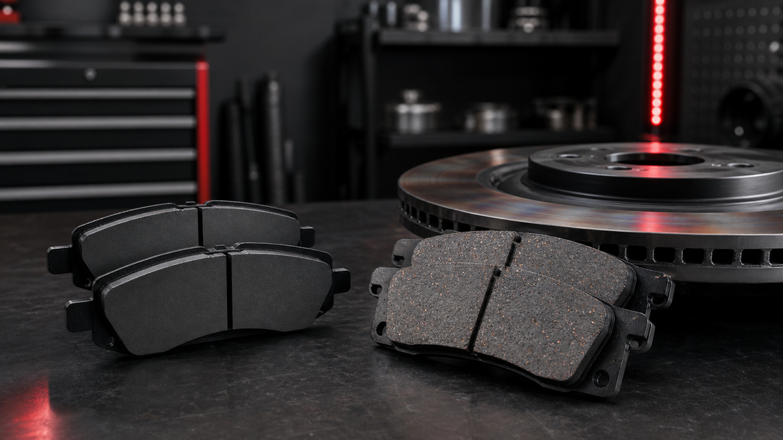 Street brake pads compared with high-temperature track brake pads and ventilated rotor