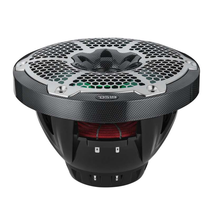 DS18 Hybrid Marine Speakers w/ Driver And RGB LED 10in 2-Way 450 Watts RMS 4 ohm Crbn Fiber w/ Cover