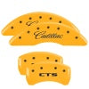 MGP 4 Caliper Covers Engraved Front Cursive/Cadillac Engraved Rear CTS Yellow finish black ch