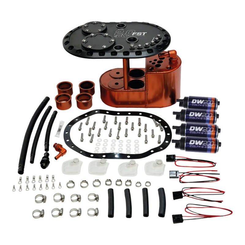 DeatschWerks 2.0L Staged Fuel Cell Surge Tank (Includes 4 DW200 Fuel Pumps)