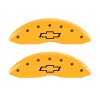 MGP 2 Caliper Covers Engraved Front Bowtie Yellow Finish Blk Char 05 Chevy Silverado 1500