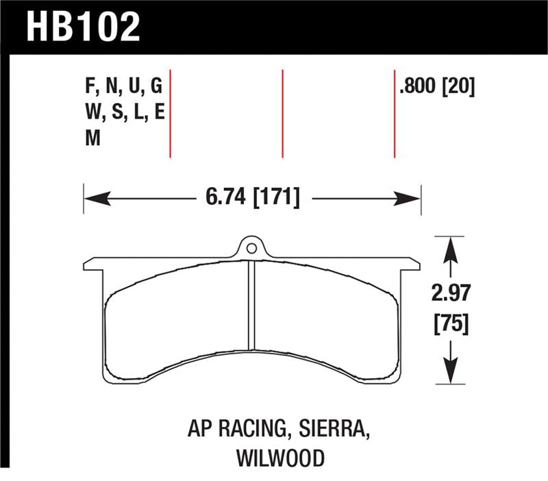 Hawk AP Racing 6 / Wilwood DTC-30 Brake Pads