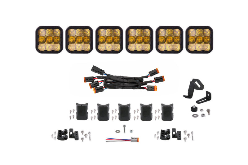 Diode Dynamics SS5 Sport Universal CrossLink 6-Pod Lightbar - Yellow Combo