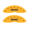 MGP Front set 2 Caliper Covers Engraved Front GMC Yellow finish black ch
