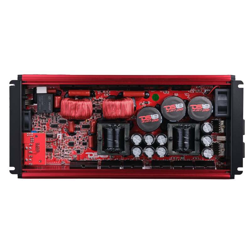 DS18 1-Channel Amp Class D Full-Range Monoblock 5000 Watts RMS/1ohm DPIV1/0 Terminals Included Red