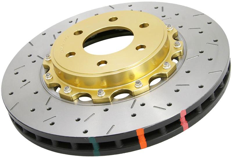 DBA 2004 STi 10 Stud Hole Front Drilled & Slotted 5000 Series 2 Piece Rotor Assembled w/ Black Hat