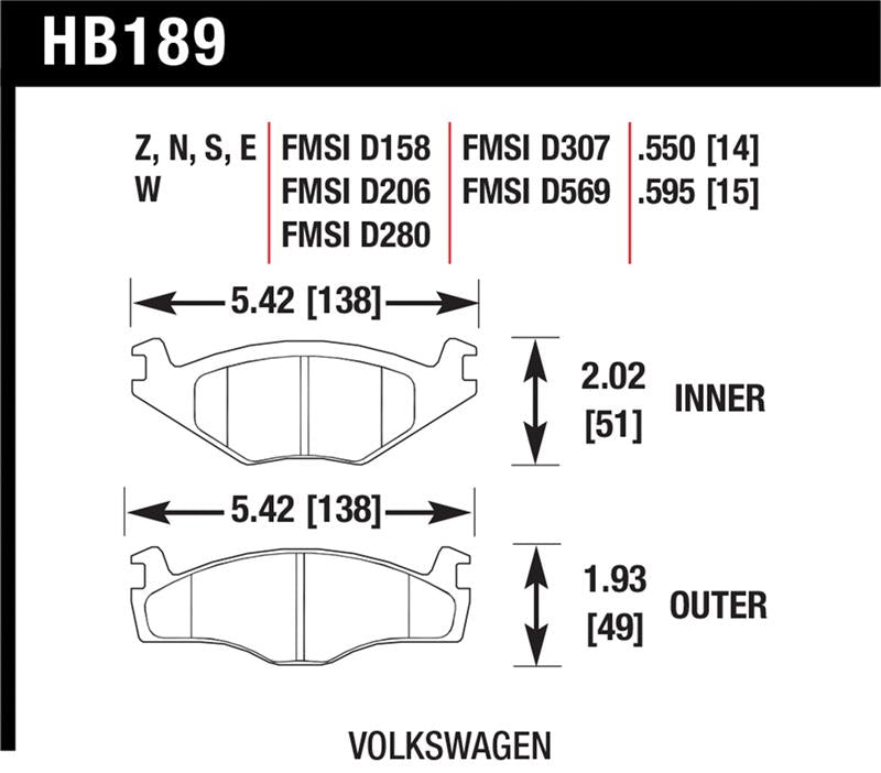 Hawk Blue 9012 Brake Pads Volkswagen