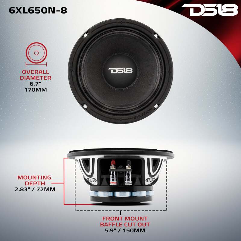 DS18 6.5in 325 Watts RMS 8 ohm Neodymium Mid-Range Loudspeakers