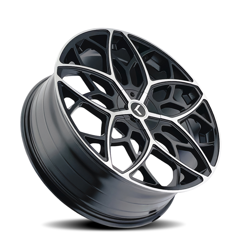Kraze KR184 Ricochet 22x8.5 / 5x115/120 BP / 38mm Offset / 74.1mm Hub Gloss Black Machined Wheel