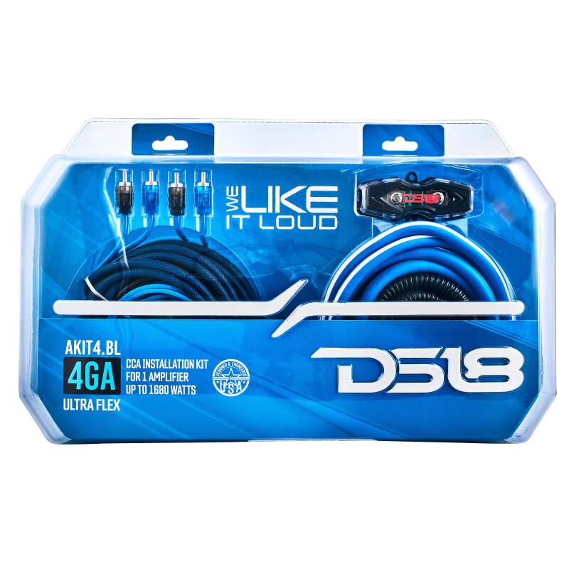 DS18 4-GA Amplifier Install Kit Advance- Blue