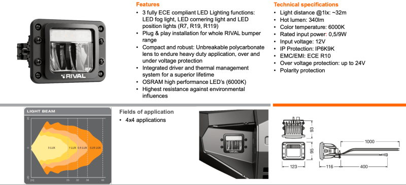 Rival Premium 3-Function LED Lights (Set of 2)