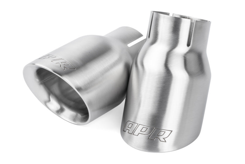 APR Double-Walled 3.5in Slash-Cut Tips - Brushed Silver - Set of 2
