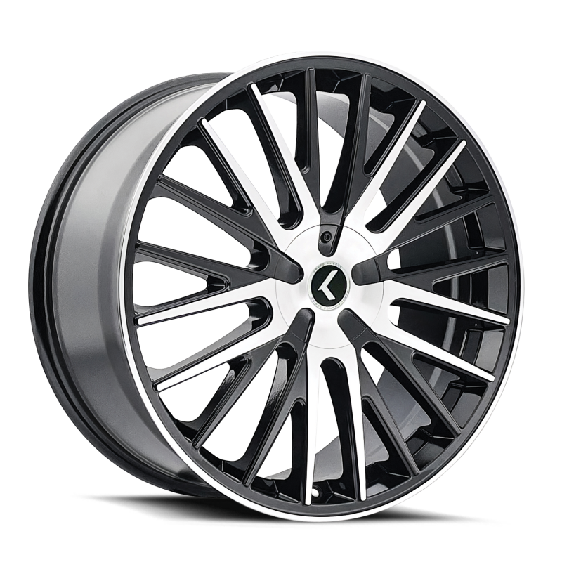 Kraze KR185 Double Down 22x8.5 / 5x108/114.3 BP / 38mm Offset / 73mm Hub Gloss Black Machined Wheel