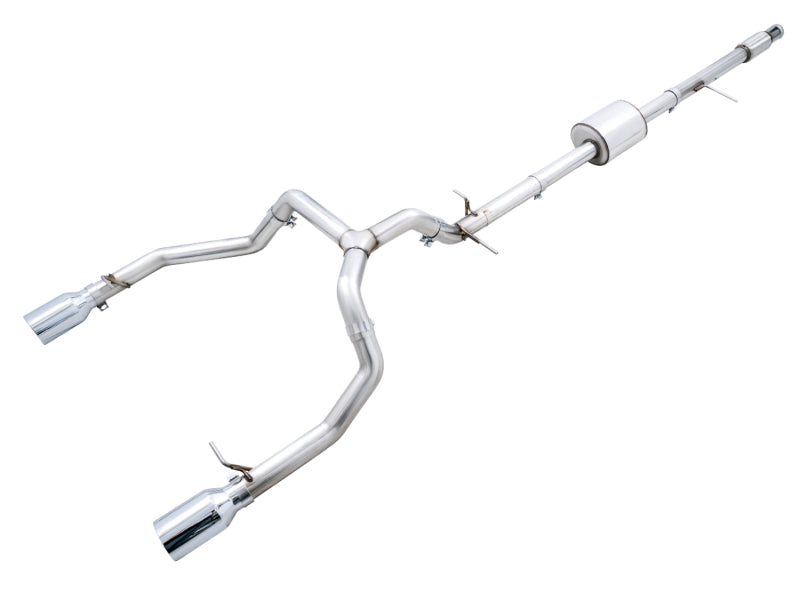 AWE Tuning 4th Gen GM 1500 5.3L 0FG Cat-Back Split Rear Exit (Flat Bumper) - Quad Chrome Tips