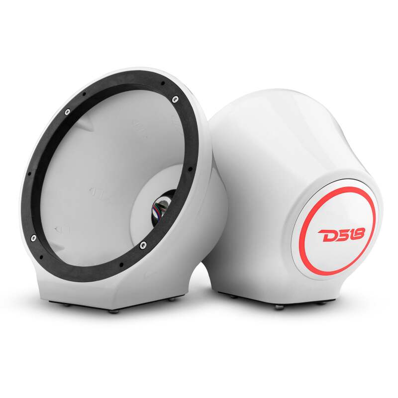 DS18 8in Marine And Powersports Universal Flat Mount Speaker Pod RGB LED Lights- White