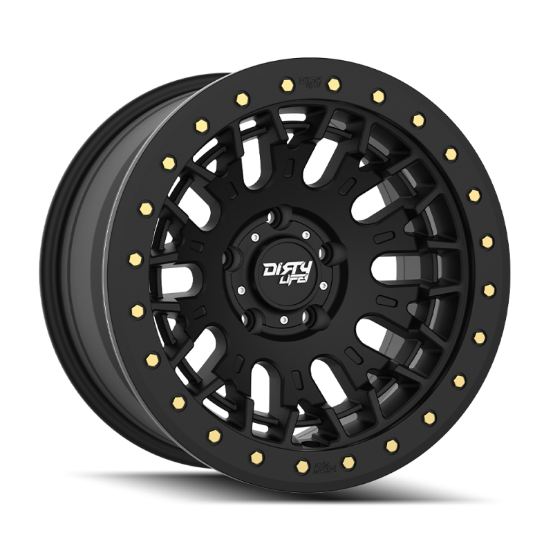 Dirty Life DT-3 17X9 6x139.7 -12 Offset - Satin Black w/ Simulated Beadlock