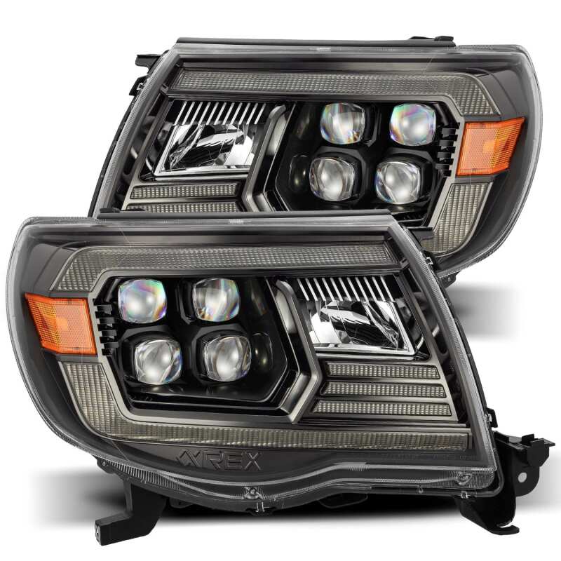 AlphaRex 05-11 Toyota Tacoma NOVA LED Projector Headlights Plank Style Alpha Black w/Actv Light/DRL