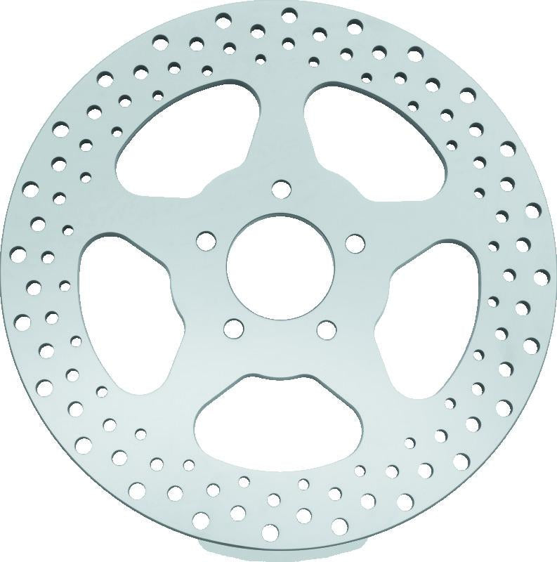 Bikers Choice 00-17 Big Twin 11.5 In Polished Rear 5 Spoke Drilled Stnless Rotor Repl H-D 44156-00