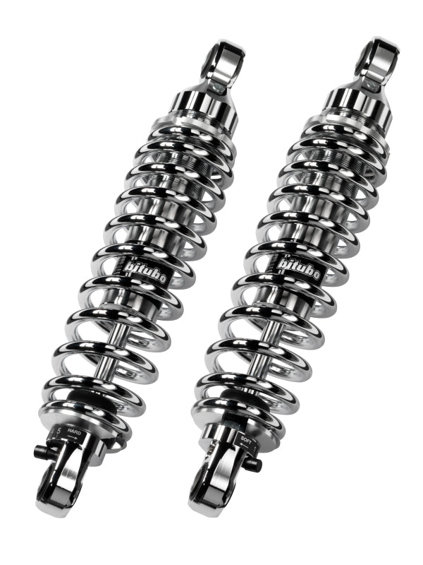 Bitubo WME0 Twinshocks Adjustable: Spring Preload, Rebound, Length 356mm, Chrome Edition