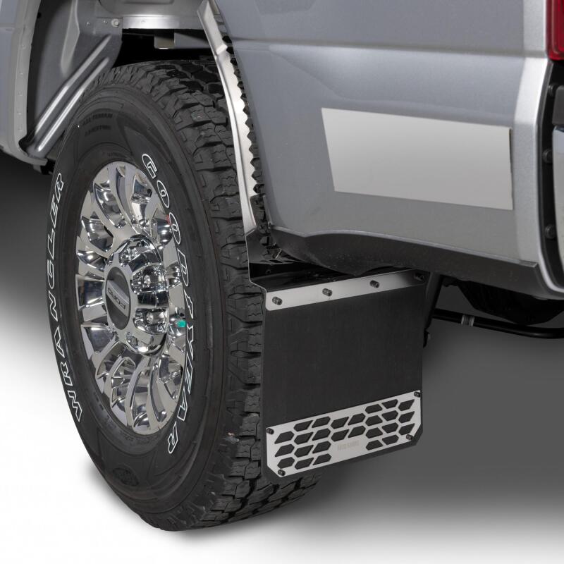 Putco 17-20 Ford SuperDuty - Set of 2 (Excl Dually Rear) Mud Skins - Polished SS w/ Hex Shield