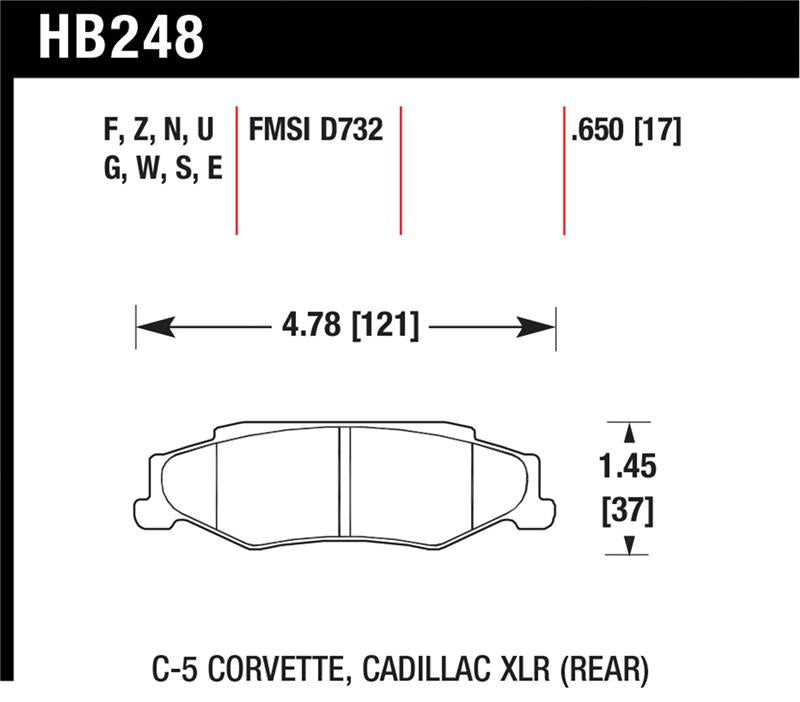 Hawk 97-06 Corvette (incl C5 Z06) HP+ Street Rear Brake Pads