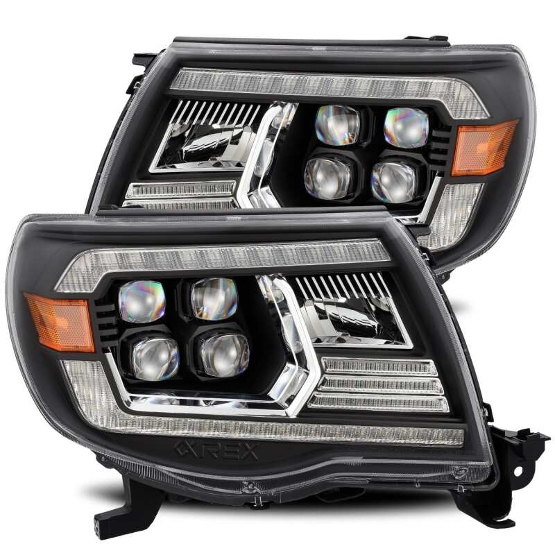 AlphaRex 05-11 Toyota Tacoma NOVA LED Projector Headlights Plank Style Black w/Activ Light/DRL