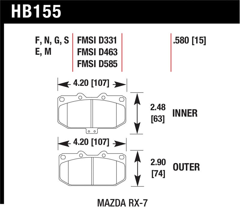 Hawk 93-95 Mazda RX-7 Blue 9012 Front Brake Pads