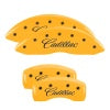 MGP 4 Caliper Covers Engraved Front & Rear Cursive/Cadillac Yellow finish black ch