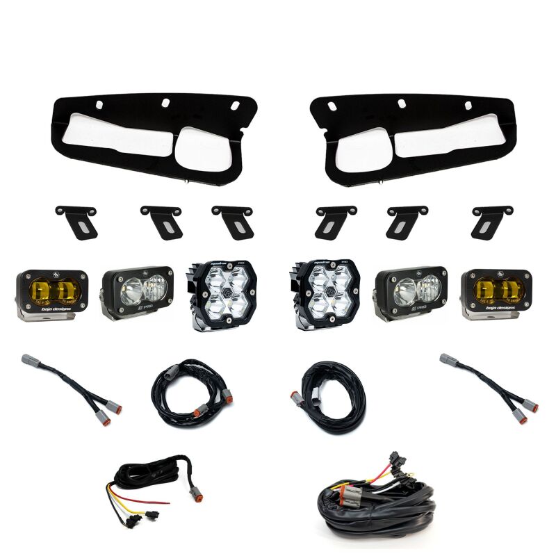 Baja Designs 21-25 Ford Bronco Squadron 2.0 Pro (Spot) & S2 Pro D/C / S2 SAE Ambr FPK ST Bmpr w/UP