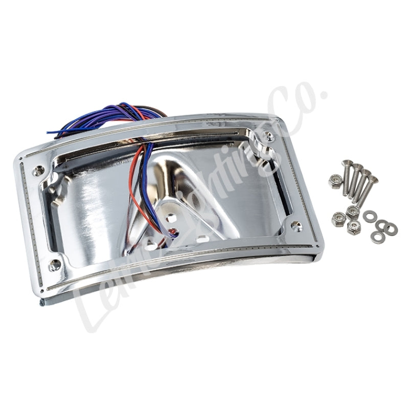 Letric Lighting  Custom Hard Wire Perfect Plate Light Chrome Curved License Plate Frame - Universal