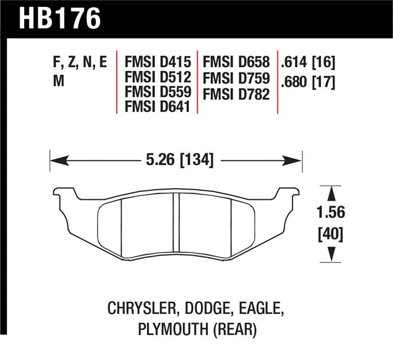 Hawk SRT4 HP+ Street Rear Brake Pads