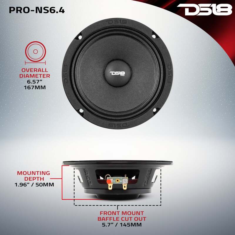 DS18 6.5in 150 Watts RMS 4 ohm Neodymium Shallow Full Range Loudspeaker