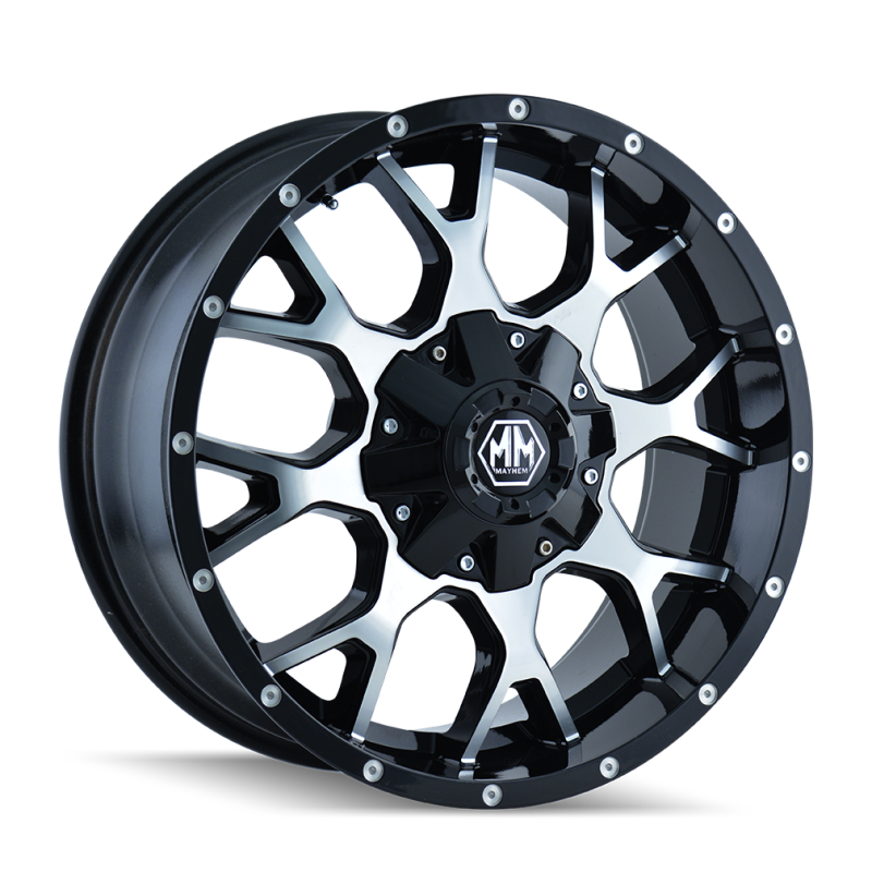 Mayhem 8015 Warrior 22x12 / 8x165.1 BP / -44mm Offset / mm Hub Gloss Black Machined Wheel