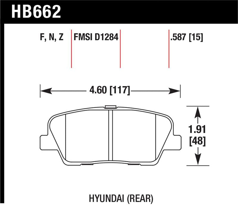 Hawk 10 Hyundai Genesis Coupe (w/o Brembo Breaks) HP+ Autocross 15mm Rear Brake Pads