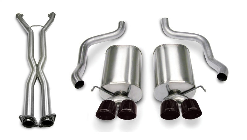 Corsa 07-08 Corvette 2.5in. Sport Series Cat-Back Dual Rear Exit with Twin 3.5in. BLK PVD Tips