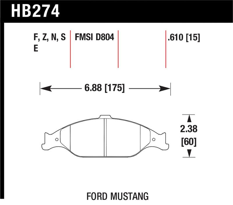 Hawk 99-04 Ford Mustang Base/GT Performance Ceramic Street Front Brake Pads