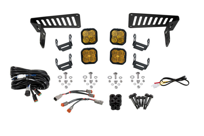 Diode Dynamics 18-21 Jeep JL Wrangler/Gladiator SS3 Cowl LED Bracket Kit - Yellow Sport