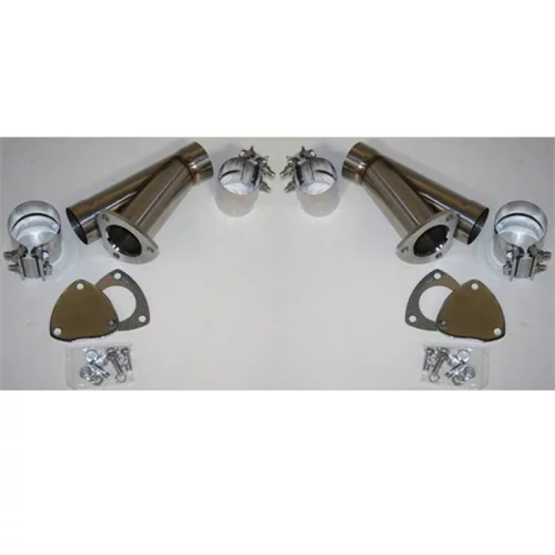 Granatelli 2.5in Stainless Steel Manual Dual Exhaust Cutout Kit w/Slip Fit Band Clamp