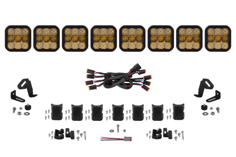Diode Dynamics SS5 Pro Universal CrossLink 8-Pod Lightbar - Yellow Combo