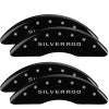 MGP 4 Caliper Covers Engraved Front & Rear Silverado Black finish silver ch