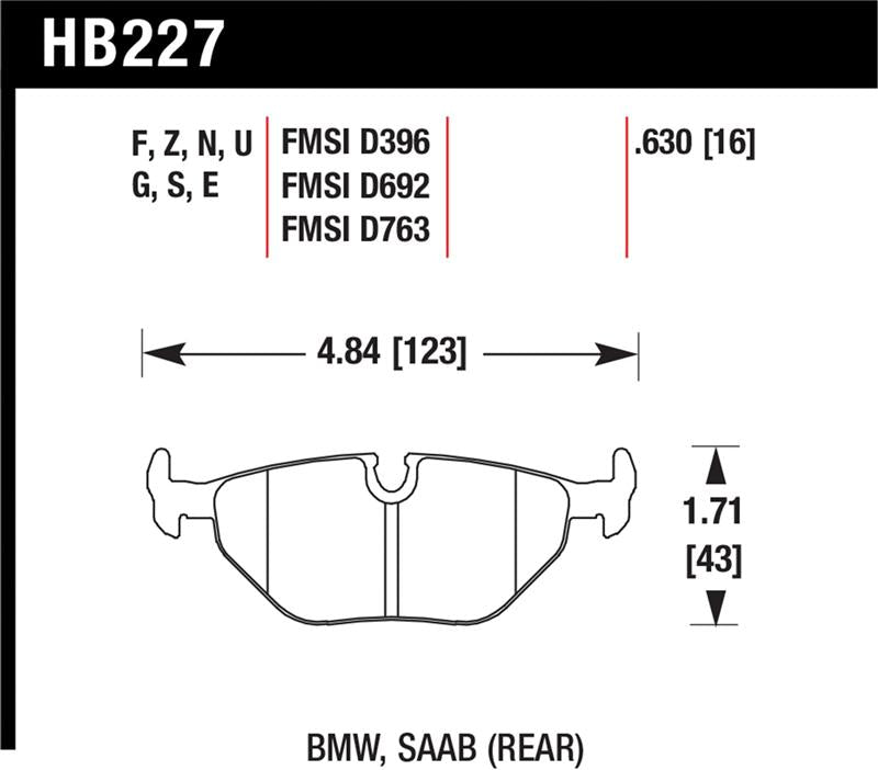 Hawk 95-99 BMW M3 E36 Performance Ceramic Street Rear Brake Pads