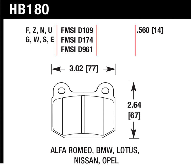 Hawk 03-06 Evo / 04-09 STi / 03-07 350z Track HT-10 Rear Pads
