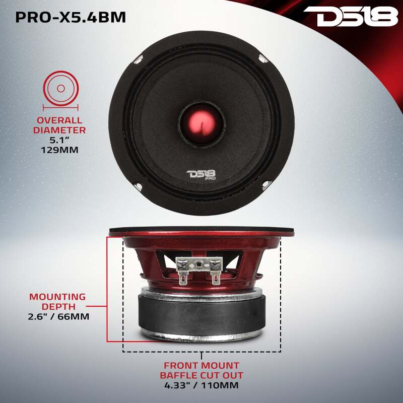 DS18 5.25in 150 Watts RMS 4 ohm Mid-Range Loudspeaker Bullet Loudspeaker