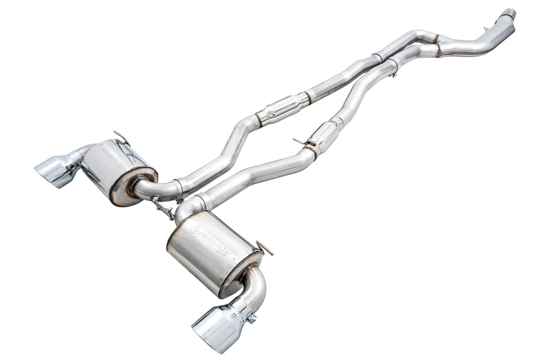 AWE Tuning 2020 Toyota Supra A90 Resonated Touring Edition Exhaust - 5in Chrome Silver Tips