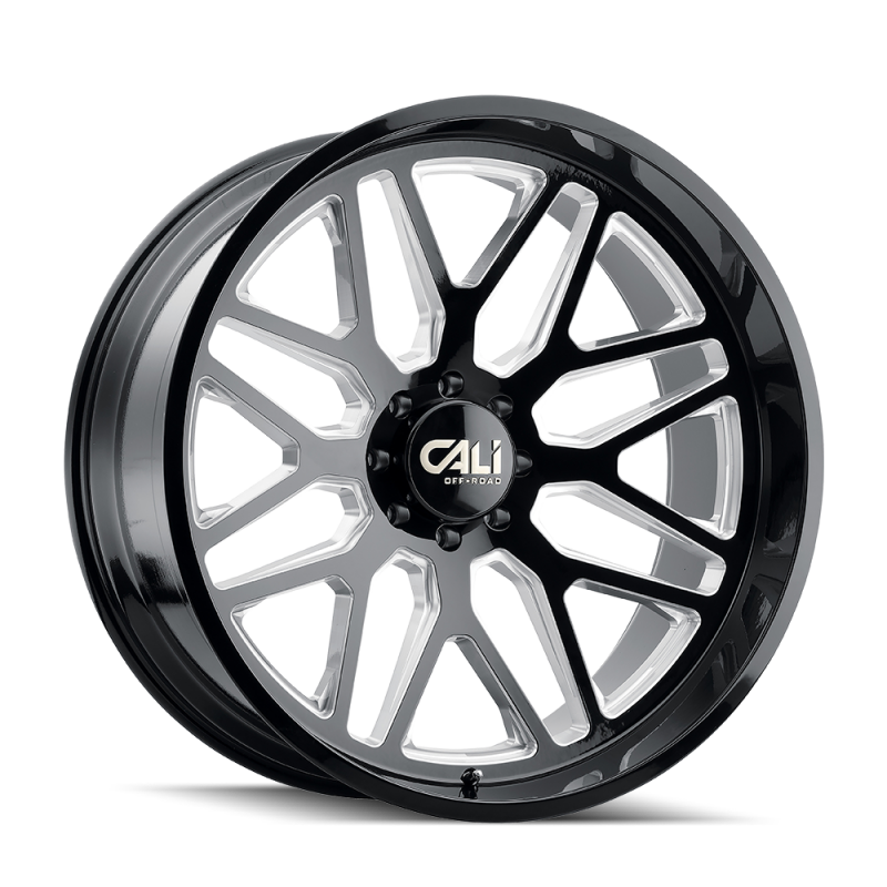Cali Off-Road 9115 Invader 24x14 / 8x165.1 BP / -76mm Offset / 125.2mm Hub Gloss Black Milled Wheel