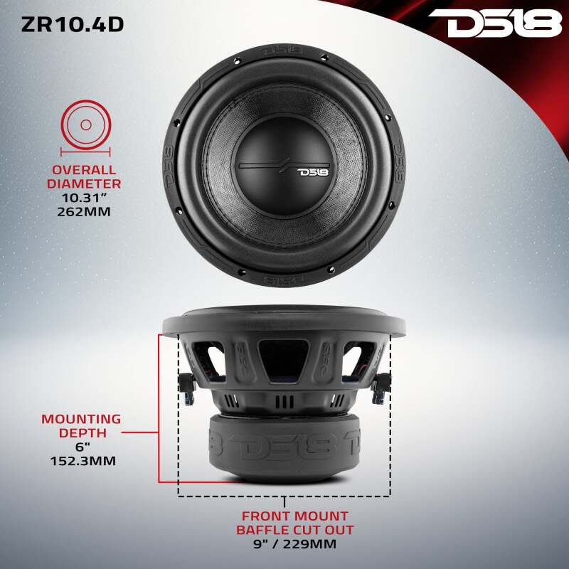 DS18 10in 700 Watts RMS 4 ohm DVC ZR Subwoofer