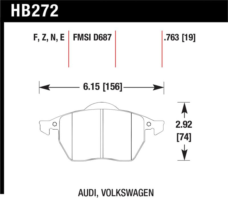 Hawk 00-06 Audi TT/00-06 TT Quattro 1.8L / 99-04 VW Golf GTI 2.8L Blue 9012 Race Front Brake Pads