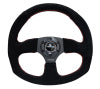 NRG Reinforced Steering Wheel (320mm Horizontal / 330mm Vertical) Suede w/Red Stitch