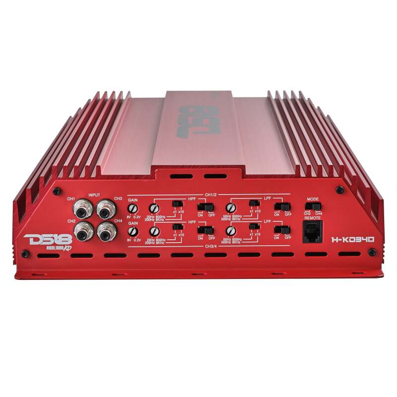 DS18 4-Channel Amp 2x 1000/4ohm Bridge 4 x 550/2ohm 4 x 300/4ohm Watts RMS Red