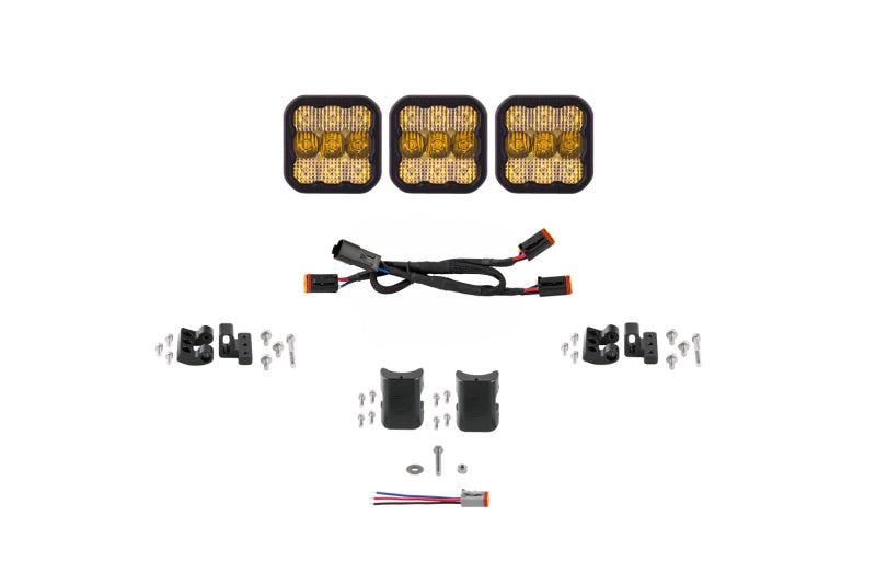 Diode Dynamics SS5 Pro Universal CrossLink 3-Pod Lightbar - Yellow Combo
